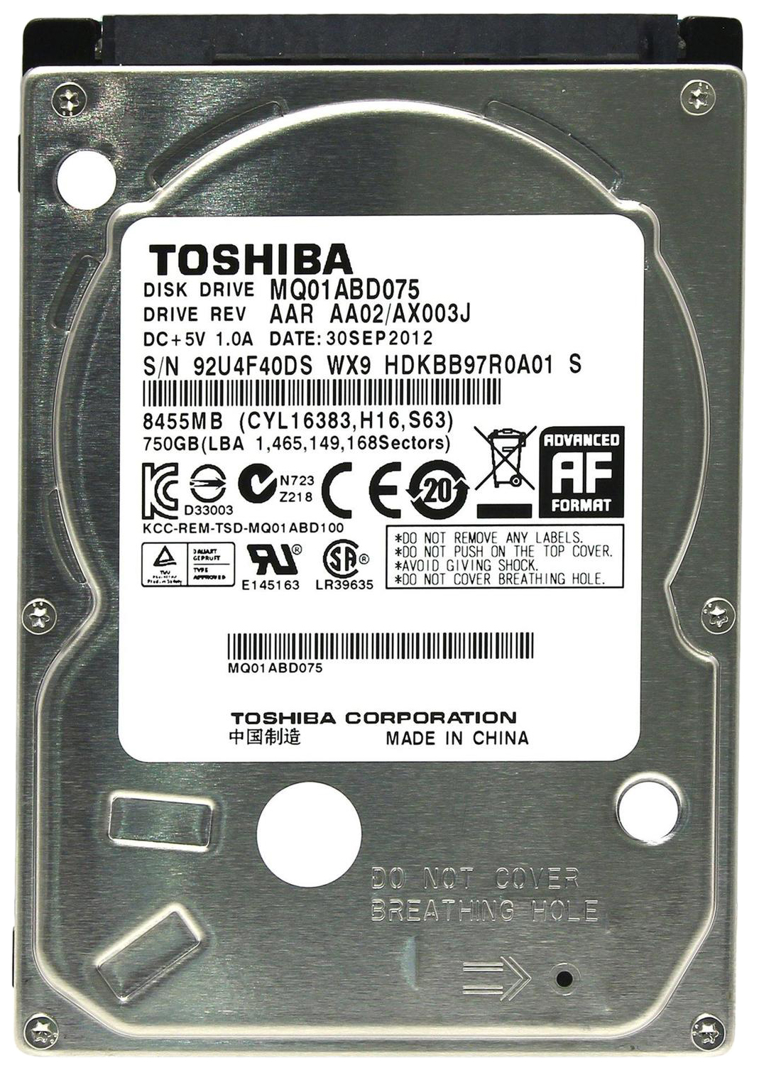 фото Жесткий диск toshiba mq 750гб (mq01abd075)