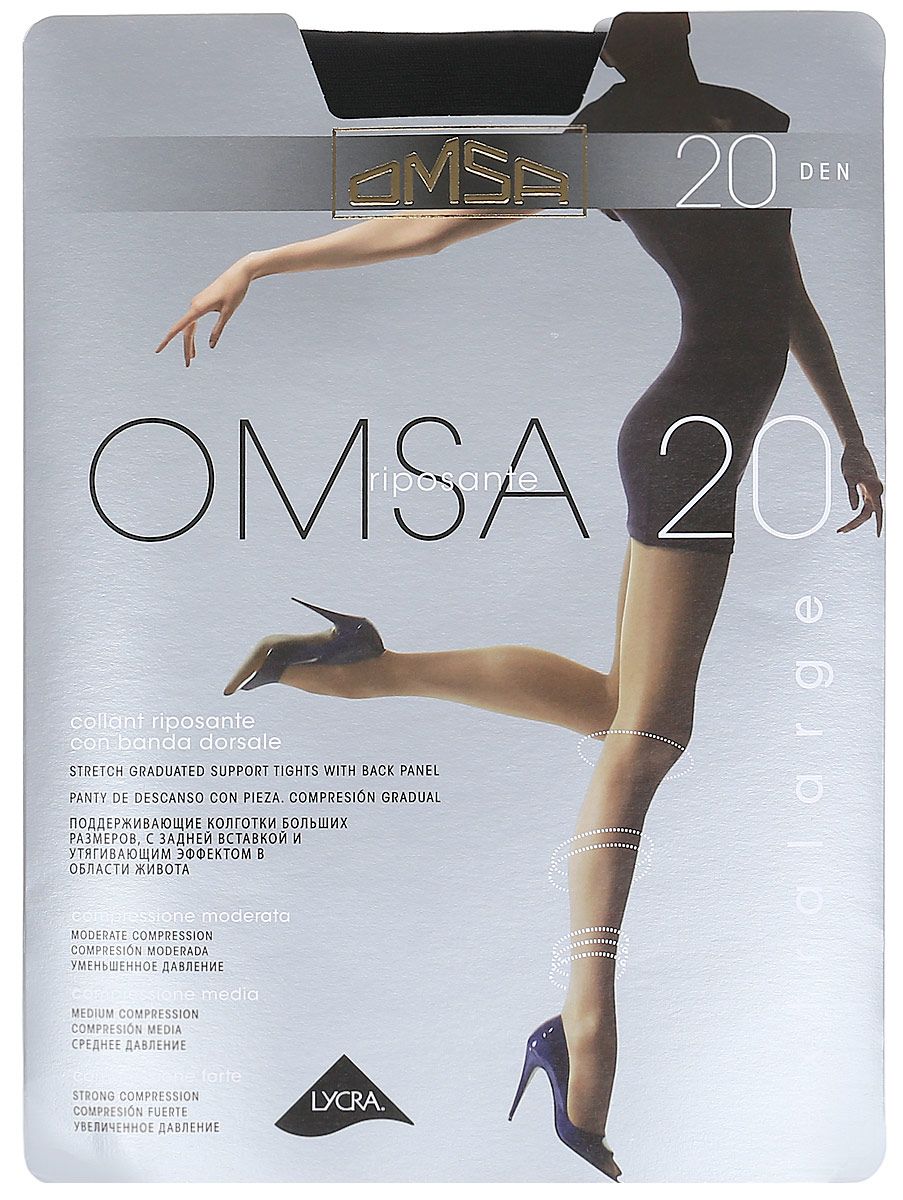 фото Колготки omsa omsa 20 / nero (черный) / 5 (xl)