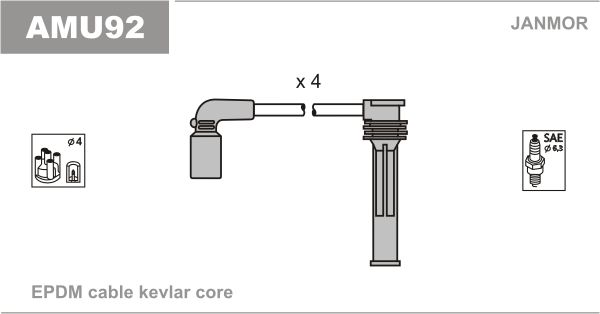 Комплект проводов зажигания JANMOR AMU92