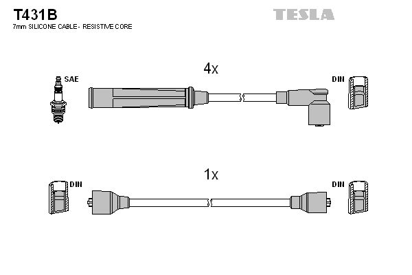 фото Комплект проводов зажигания tesla t431b