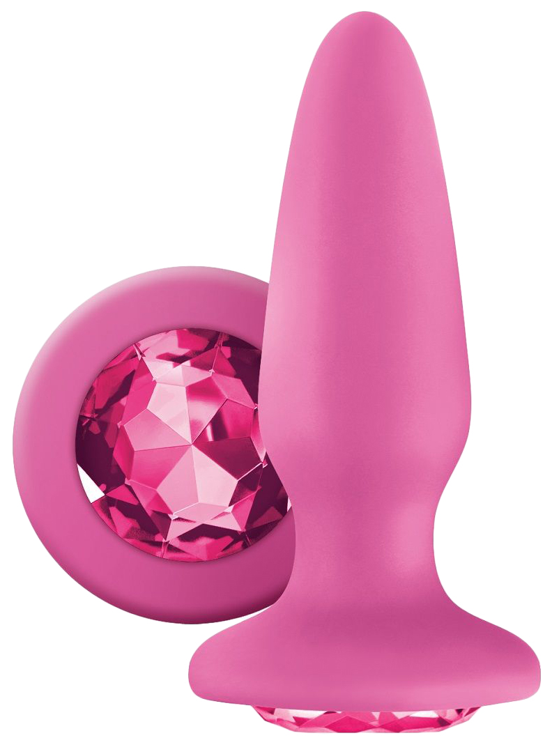 фото Розовая анальная пробка с розовым кристаллом glams pink gem 10,4 см ns novelties