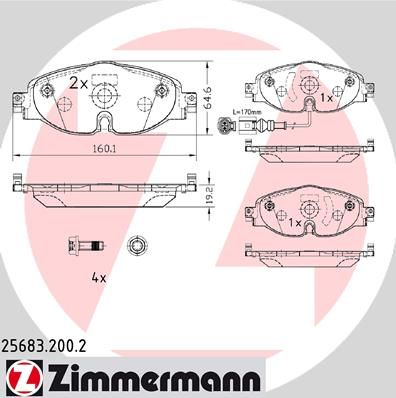 фото Комплект тормозных колодок, дисковый тормоз zimmermann 25683.200.2