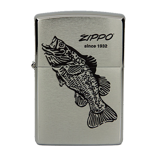 фото Бензиновая зажигалка zippo №200 black bass brushed chrome