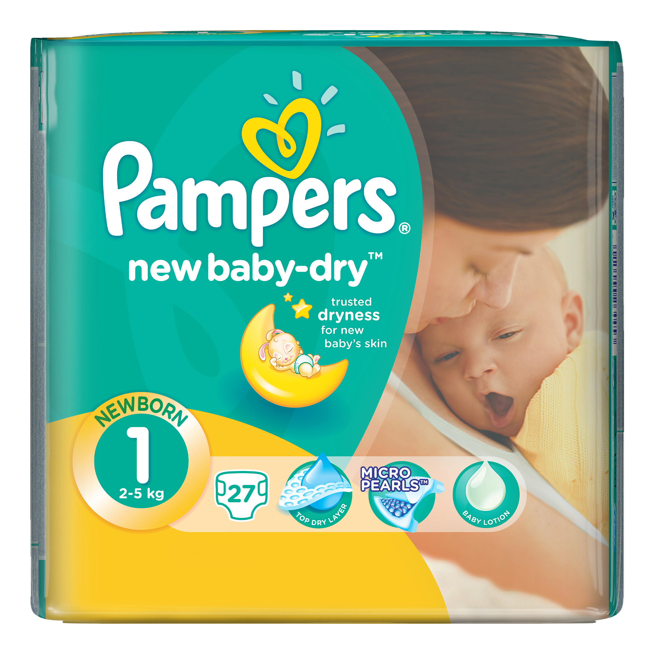 фото Подгузники для новорожденных pampers new baby-dry 1 (2-5 кг), 27 шт.