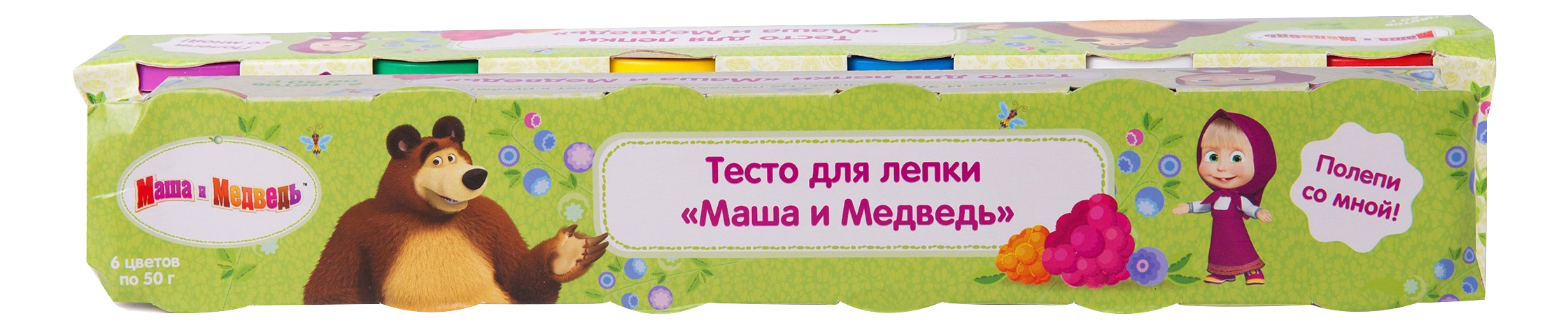 

Тесто для лепки Маша и Медведь 6 цветов по 50 г Росмэн 33362, 6 цветов