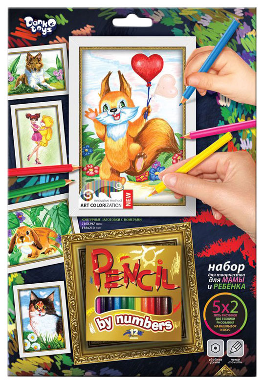 Раскраска по номерам Danko Toys Pencil by number Белочка