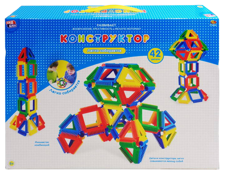 

Конструктор пластиковый ABtoys Кид Блок 42 детали PT-00836, Разноцветный