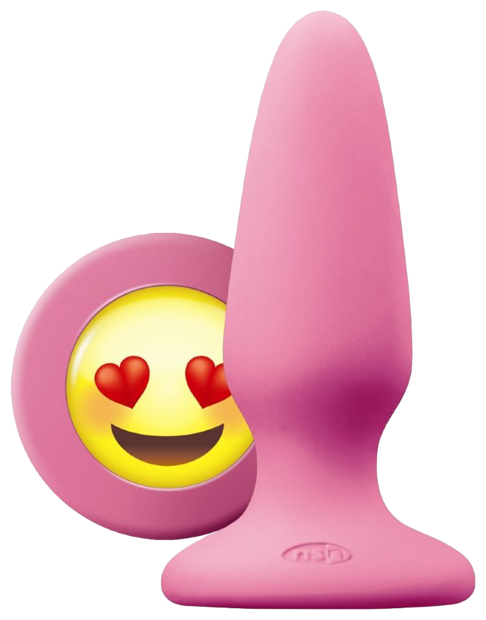 фото Розовая силиконовая пробка среднего размера emoji ily 10,2 см ns novelties