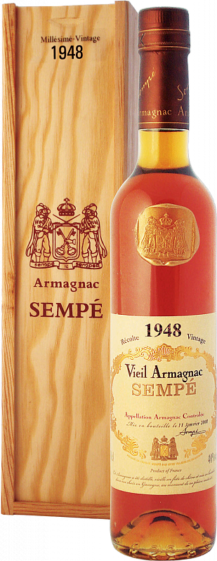 

Арманьяк Sempe Vieil, Armagnac AOC , 40 %, 500 мл, 1948г, gift box