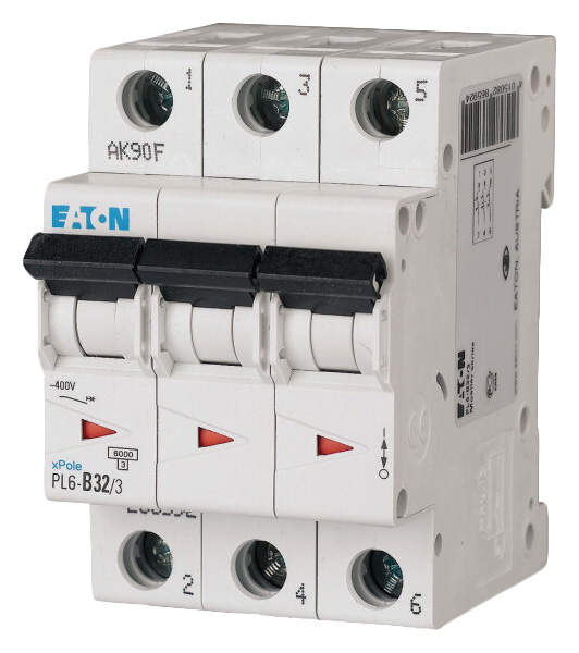 

Выключатель автоматический модульный Eaton "PL6-C32/3", 3 п, 32 А, 6 кА (286604)