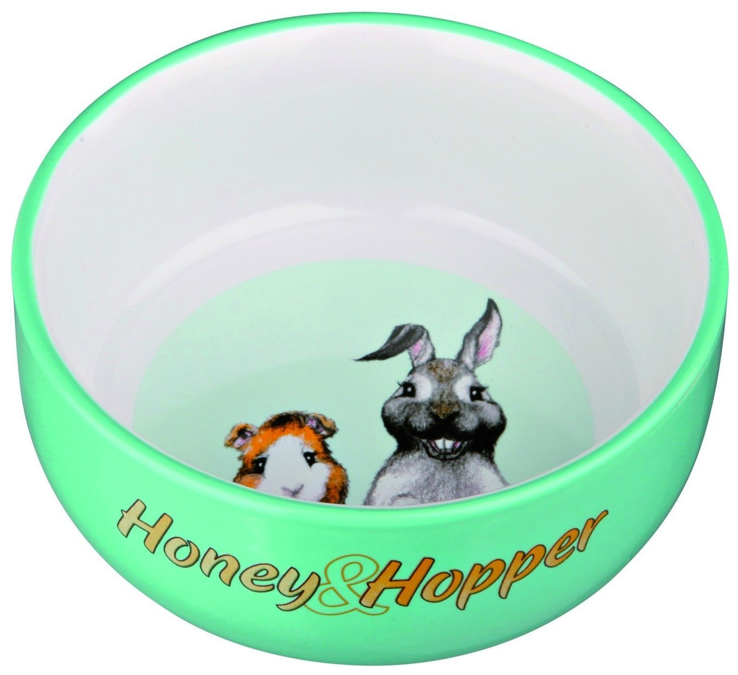 фото Одинарная миска для грызунов trixie honey & hopper, керамика, разноцветный, 0.25 л