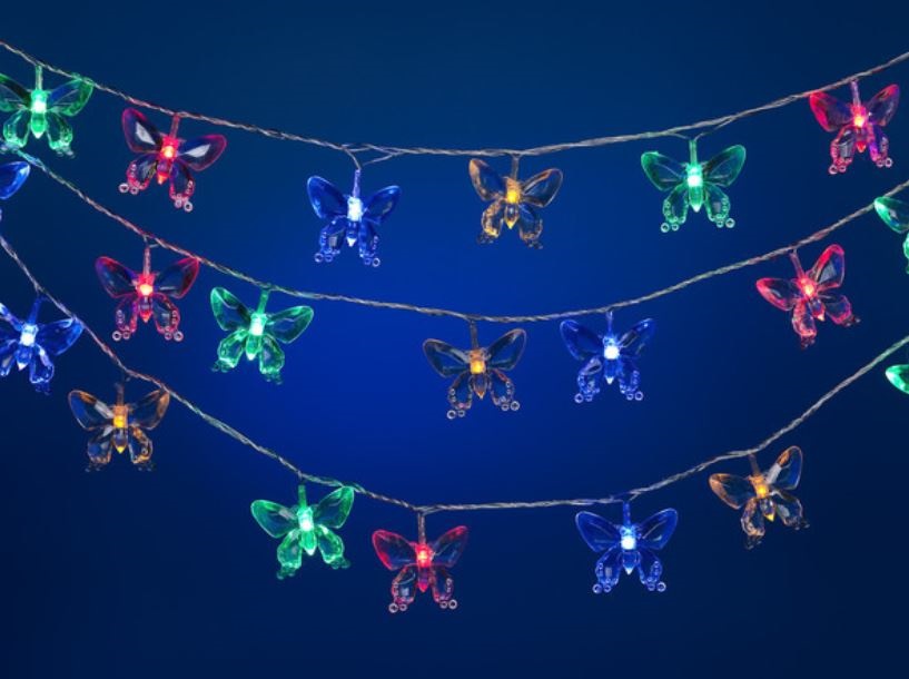 Световая гирлянда новогодняя Snowmen Бабочки Е70276 7,1 м разноцветный/RGB