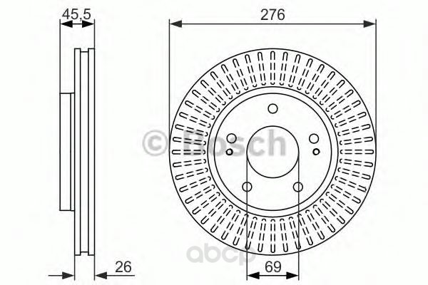 фото Тормозной диск bosch передний для mitsubishi lancer 2003-0986479604