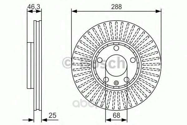 

Тормозной диск Bosch передний для Skoda Superb -08/Volkswagen Passat -05 d=288 0986479R82