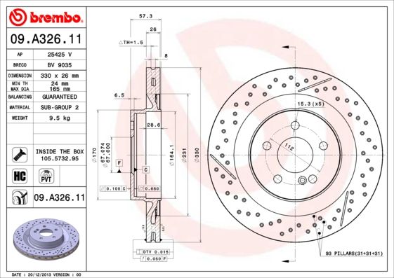 фото Тормозной диск brembo 09.a326.11