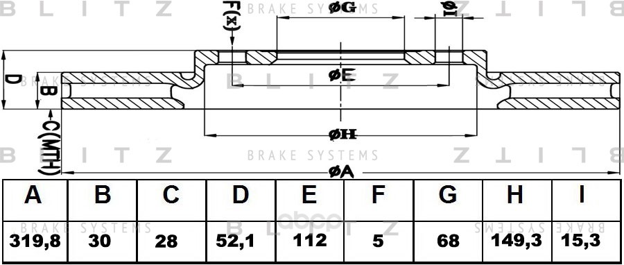 фото Тормозной диск blitz для audi a4, a5, a6, a7, q5 2007- bs0329