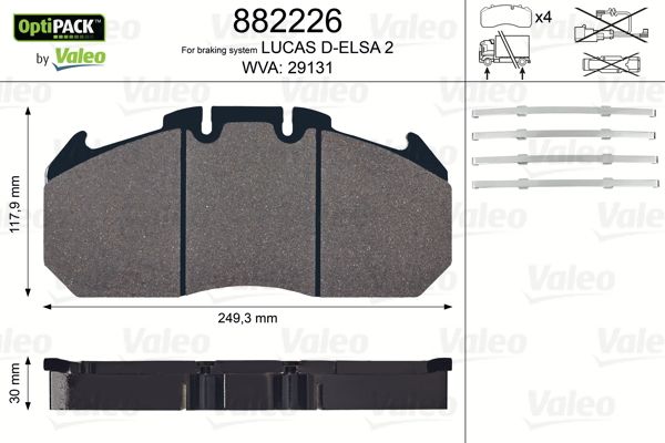 

Тормозные колодки Valeo дисковые 882226
