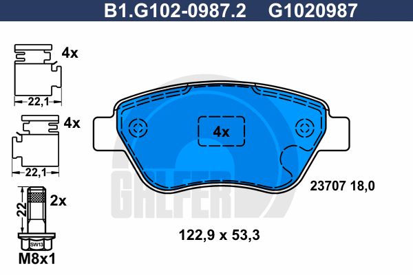 

Тормозные колодки GALFER дисковые B1G10209872