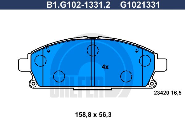 

Комплект тормозных дисковых колодок GALFER B1.G102-1331.2