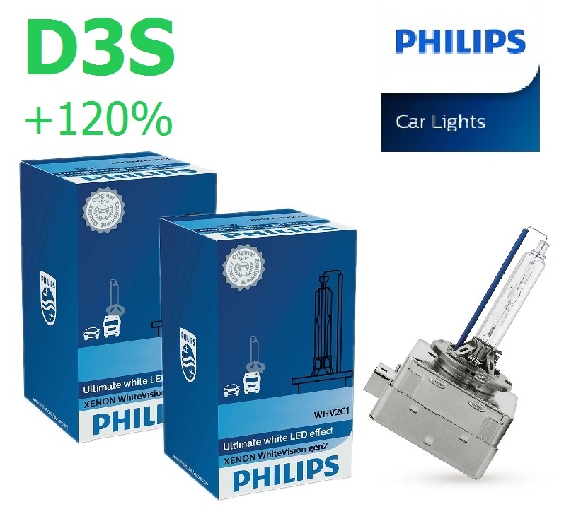 фото Лампа ксеноновая d3s philips whitevision gen2 (+120%) - 42403whv2