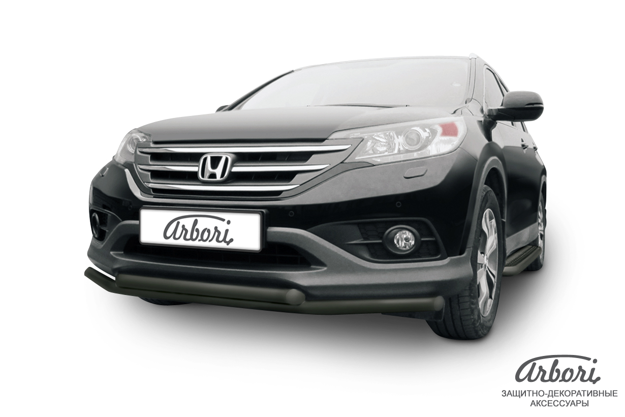 фото Защита переднего бампера arbori для honda cr-v 2l 2012-2017, d57+d57, черная