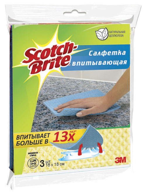 фото Салфетка для уборки 3m scotch-brite впитывающая 3 шт