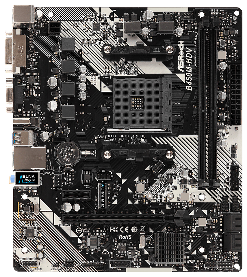 фото Материнская плата asrock b450m-hdv r4.0