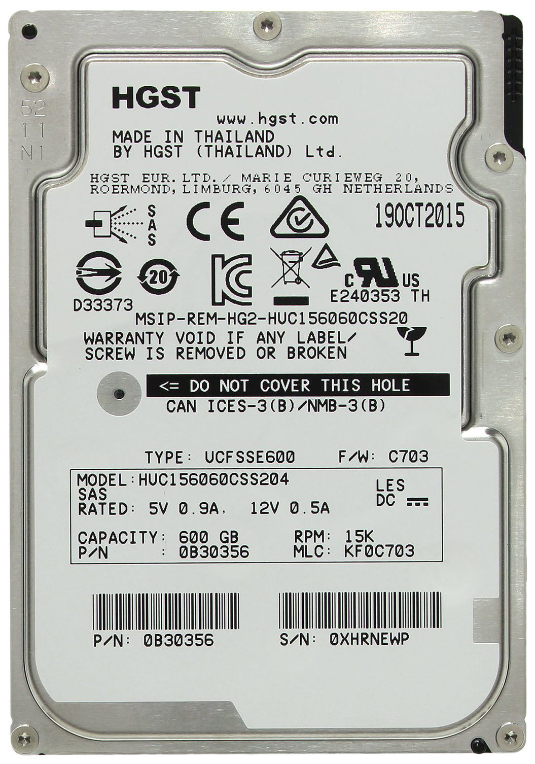 

Жесткий диск HGST Ultrastar C15K600 600ГБ (HUC156060CSS204), Ultrastar C15K600