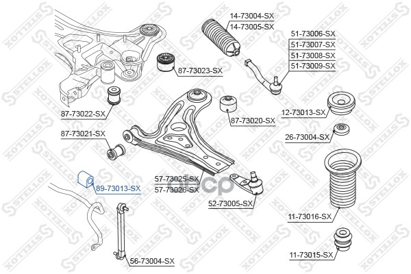 

втулка стабилизатора Stellox 8973013SX