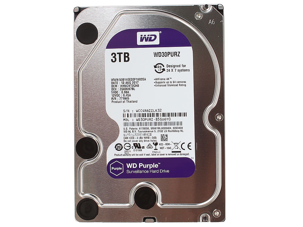 фото Внутренний жесткий диск western digital 3tb purple (wd30purz)