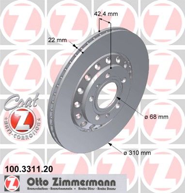 фото Тормозной диск zimmermann 100.3311.20