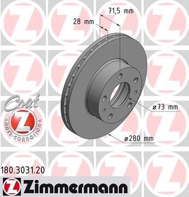 

Тормозной диск ZIMMERMANN 180.3031.20