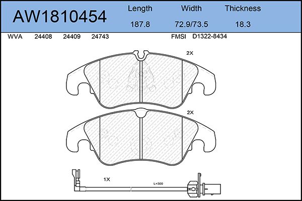 фото Комплект тормозных колодок, дисковый тормоз aywiparts aw1810454