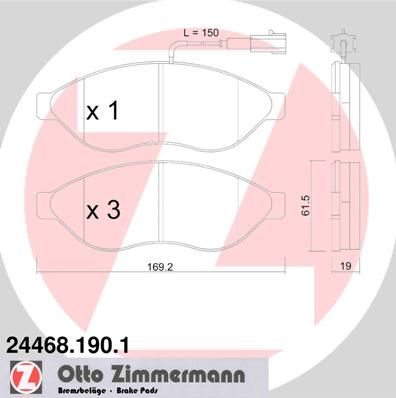 фото Комплект тормозных колодок, дисковый тормоз zimmermann 24468.190.1