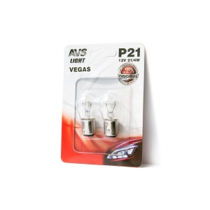 Лампа AVS Vegas в блистере 12V. P21/4W(BAZ15d) смещ.штифт- 2 шт.