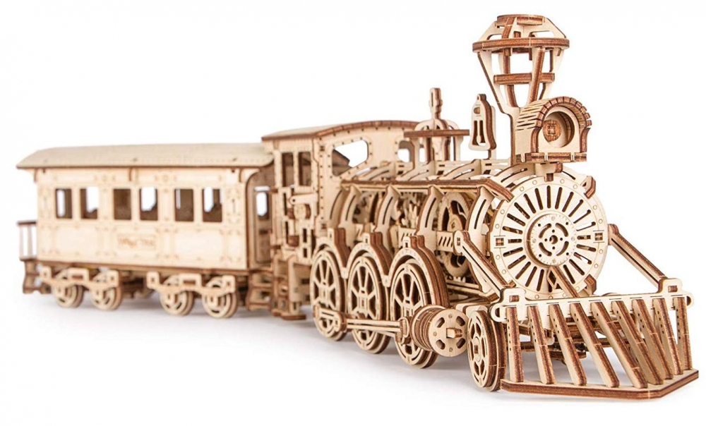 фото Механическая сборная модель wood trick локомотив r17 с рельсами