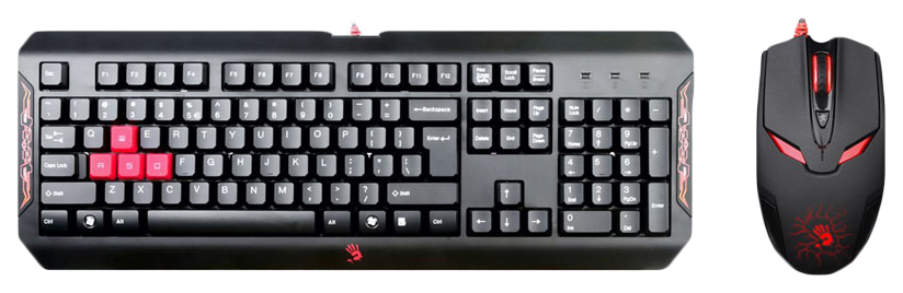 

Комплект клавиатура+мышь A4Tech Bloody Q1100 (Q100+S2) Black/Red, q1100