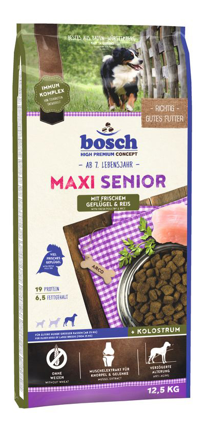 фото Сухой корм для собак bosch maxi senior, для пожилых крупных пород, домашняя птица, 12,5кг
