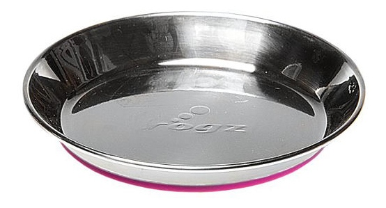 фото Одинарная миска для кошек rogz, сталь, силикон, серебристый, розовый, 0.2 л
