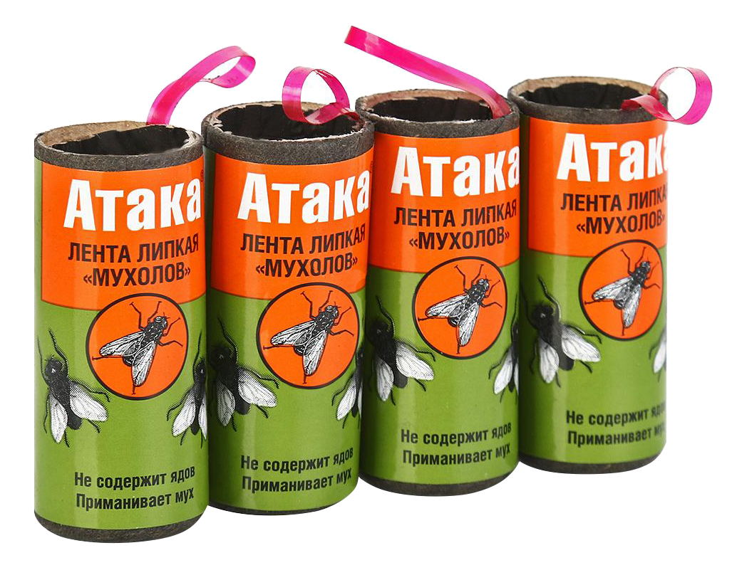 

Липкая лента от мух Атака 4 шт., 4 шт.