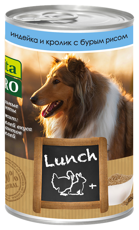 фото Консервы для собак vitapro lunch, индейка, кролик, рис, 400г