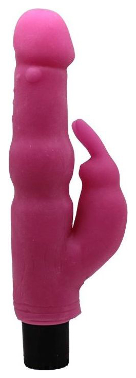 фото Розовый вибратор с дополнительной стимуляцией 21,5 см eroticon