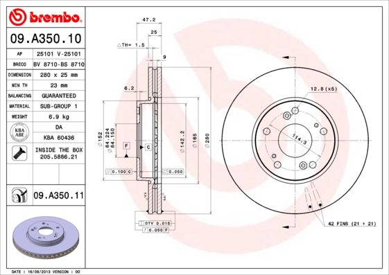 фото Тормозной диск brembo 09.a350.11