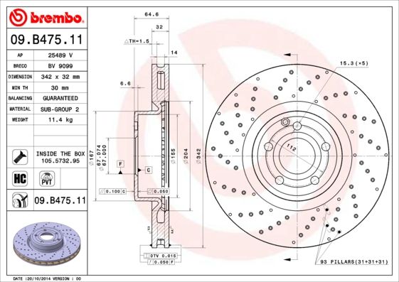 фото Тормозной диск brembo 09.b475.11