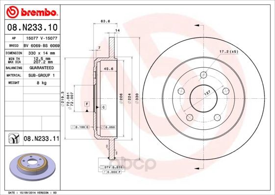 фото Тормозной диск brembo задний для 08n23311