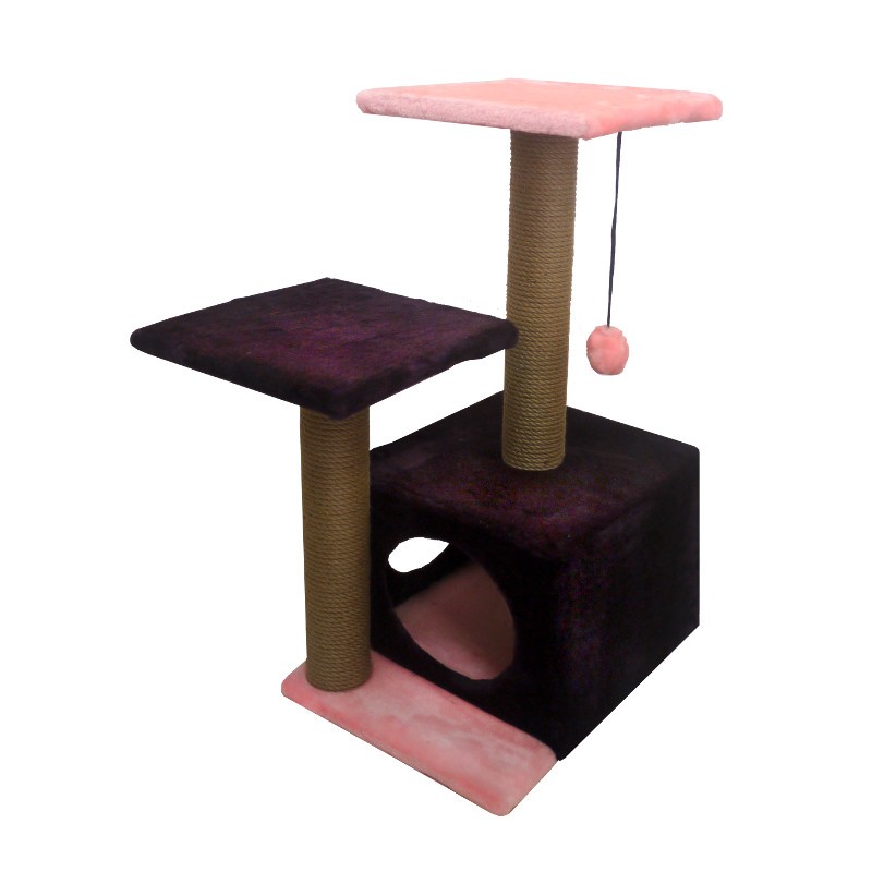 фото Комплекс zooexpress дом с полками и двумя входами, меховой для кошек 45 х 55 х 76 см