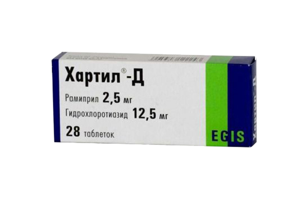 

Хартил-Д таблетки 2.5 мг+12,5 мг 28 шт., Хартил-Д