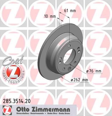 фото Тормозной диск zimmermann 285.3514.20