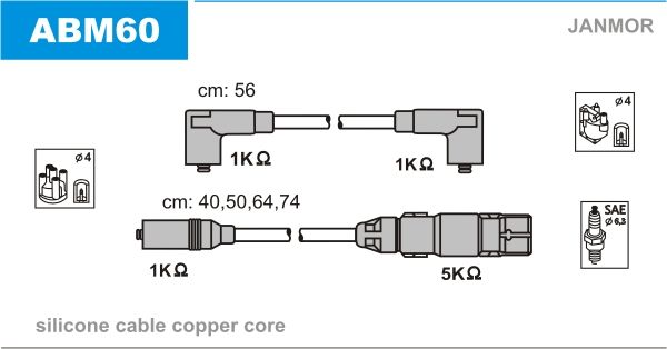 

Комплект проводов зажигания JANMOR ABM60