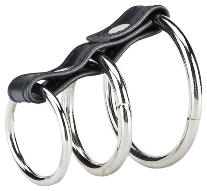 Генитальная сбруя BlueLine 3 Ring Gates Of Hell черный с серебристым